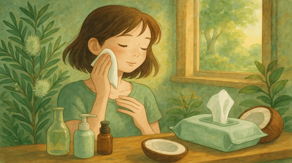 Gentle Cleansing with Tea Tree & Coconut Wipes