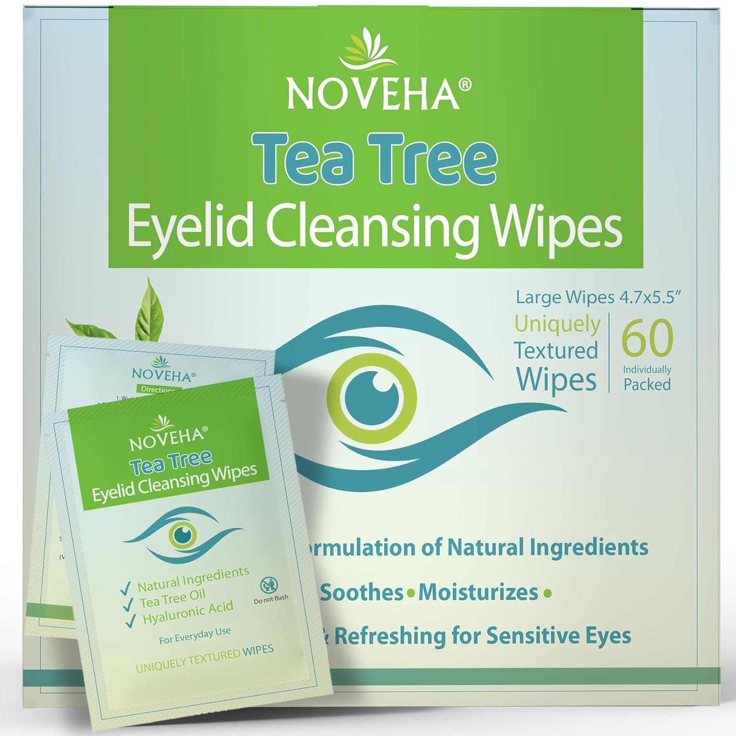 Tea Tree Oil Eyelid & Lash Wipes — 60pcs